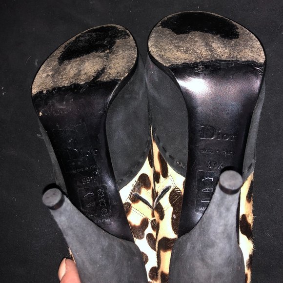 CHRISTIAN DIOR Platform Hair On Leopard trimmed with Black Suede Ankle Booties - Picture 12 of 14